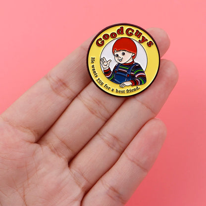 Good Guys Enamel Pin Horror Movie Badges on Backpack Brooches For Women Lapel Pin Halloween Jewelry Cosplay Accessories Gifts