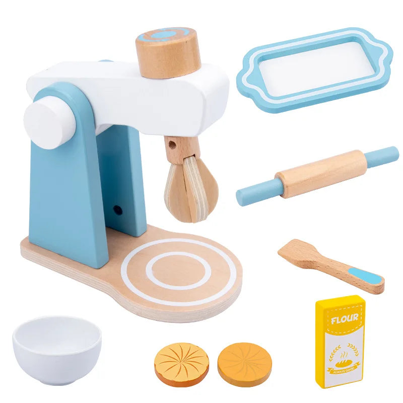 Simulation Wooden Coffee Machine Toaster Machine Food Mixer Wooden Kitchen Pretend Play Toy Baby Early Learning Educational Toys