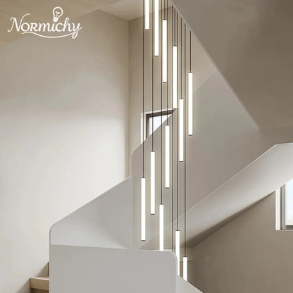 Nordic Stairs LED Long Chandeliers Minimalist Duplex Attic Living Room Kitchen Pendant Lights Home Decoration Ceiling Chandelier