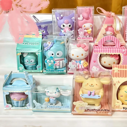 Sanrio Characters Kawaii Mini Figures Dessert Cake Puff Cookie Blind Box Toys Collection Desk Ornaments Birthday Gifts