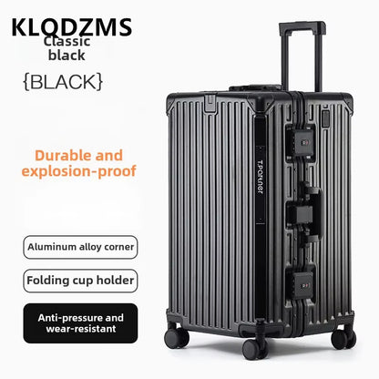 KLQDZMS Aluminum Frame Suitcase 26"29"32 Inch Large Capacity Cart Case Cart Type Travel Bag Women's Password Box Cabin Luggage