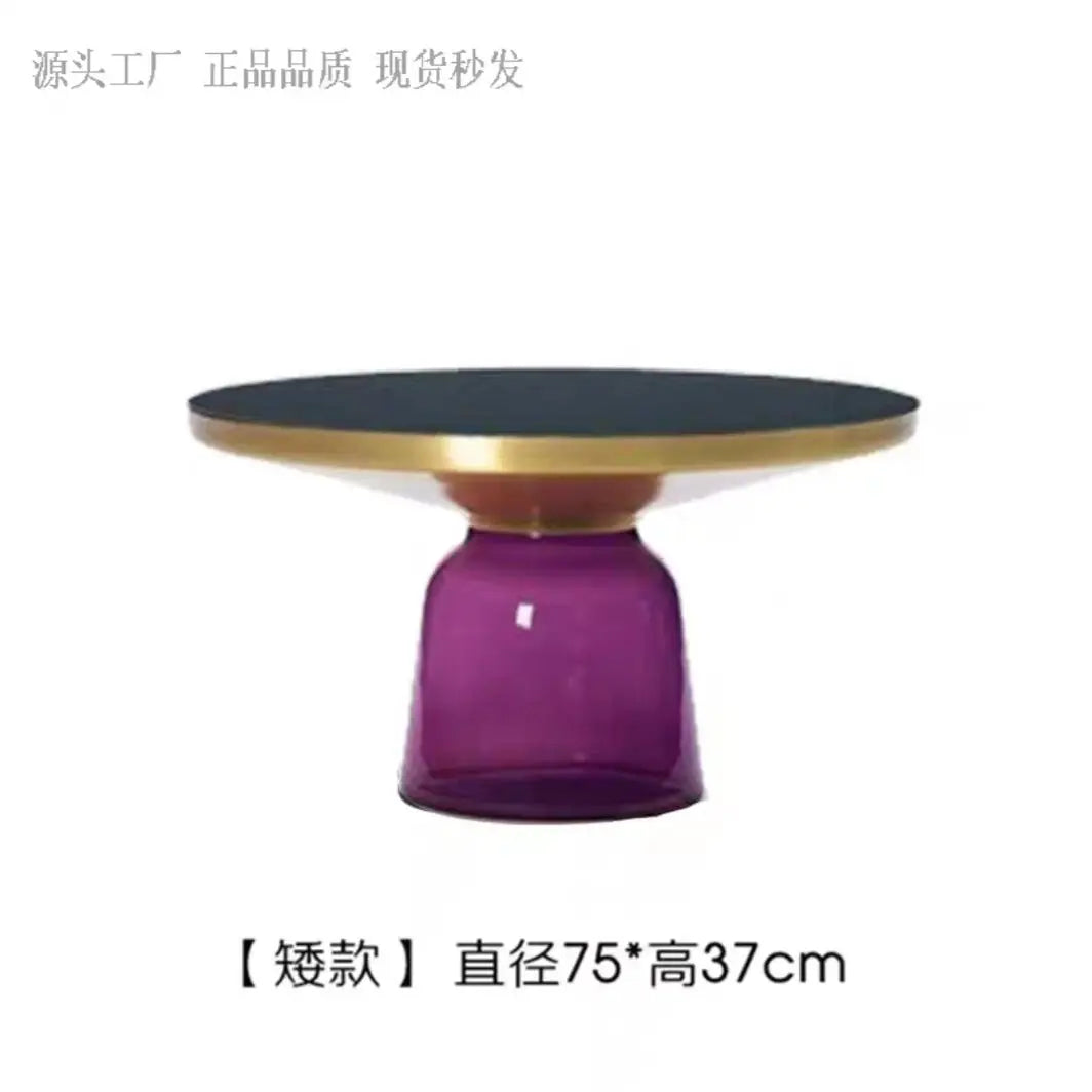 Modern Light Luxury Glass Coffee Table Creative Living Room Balcony Colorful High-end Table on The New Nordic High-end