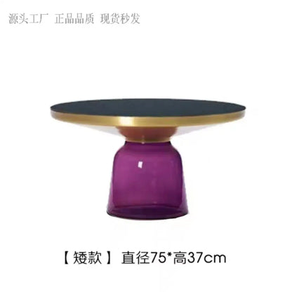 Modern Light Luxury Glass Coffee Table Creative Living Room Balcony Colorful High-end Table on The New Nordic High-end