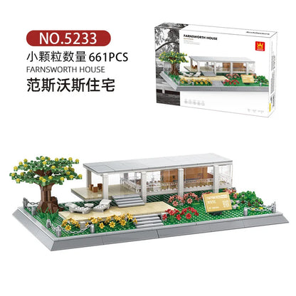 WANGE City Architecture Sydney Opera Santorini Building Blocks Chamartin Stadium Mosque Assembled Model Collection Toys For Gift