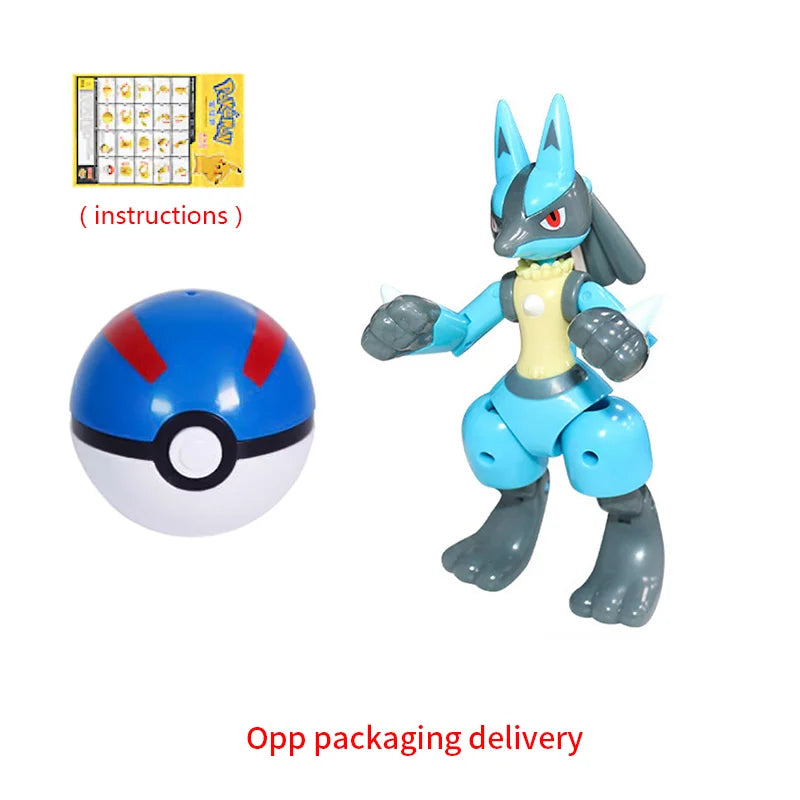 Pokemon Figure Dragonite Gengar Mew Snorlax Lapras Pokeball Elf Ball Deformation Toy Pikachu Monster Educational Doll Kids Gift