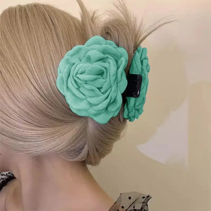 1pc Rose fabric flower claw clip, Amazon popular hair accessory, hair tie, ponytail claw, versatile ball head claw clip