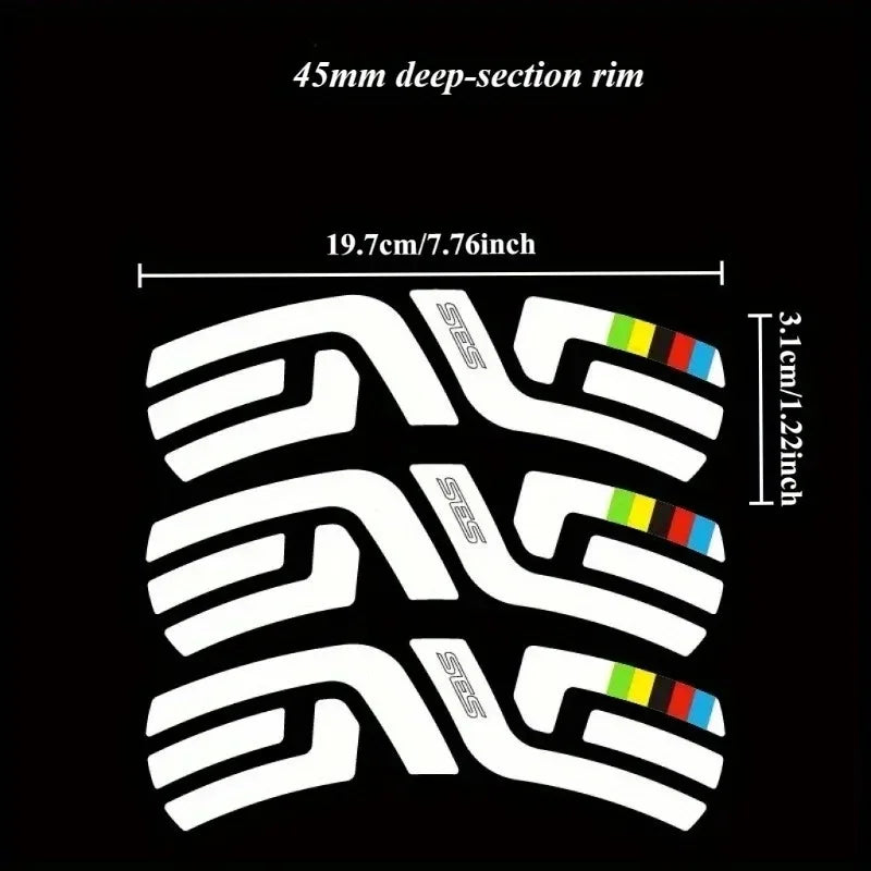 12pcs ENVE SES Bicycle Tire Sticker White Reflective Sticker Embellishment for Road Bikes Wheel Rim Decal Cycling