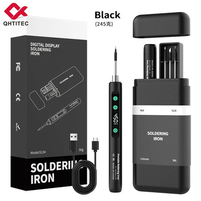 JCD Wireless Soldering Iron Portable 180-450 °C Adjustable Temperature built-in battery with 3Tip Soldering Tool Kit USB-5134