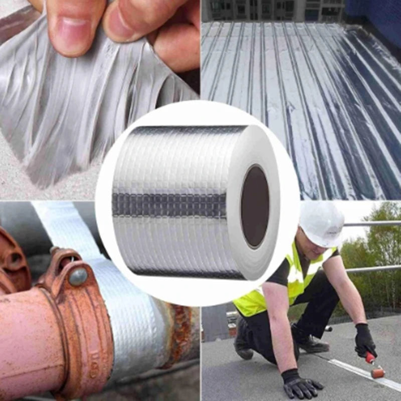Waterproof Tape High Temperature Resistance Aluminum Foil Thicken Butyl Tape Wall Pool Roof Crack Duct Repair Sealed Self Tape