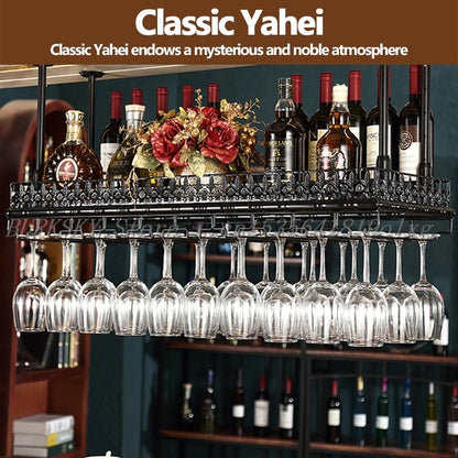 Metal Stemware Wine Glass Rack Hanging Ceiling Cup Holder Organizer Storage Rack For Home Bar Restaurant Wine Display Stand