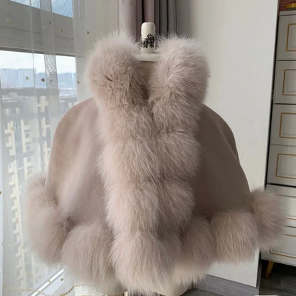 Spanish Children Wind-proof Fox Fur Princess Coat Wool Jacket Baby Thickened Toddler Girl Winter Clothes Christmas Jacket