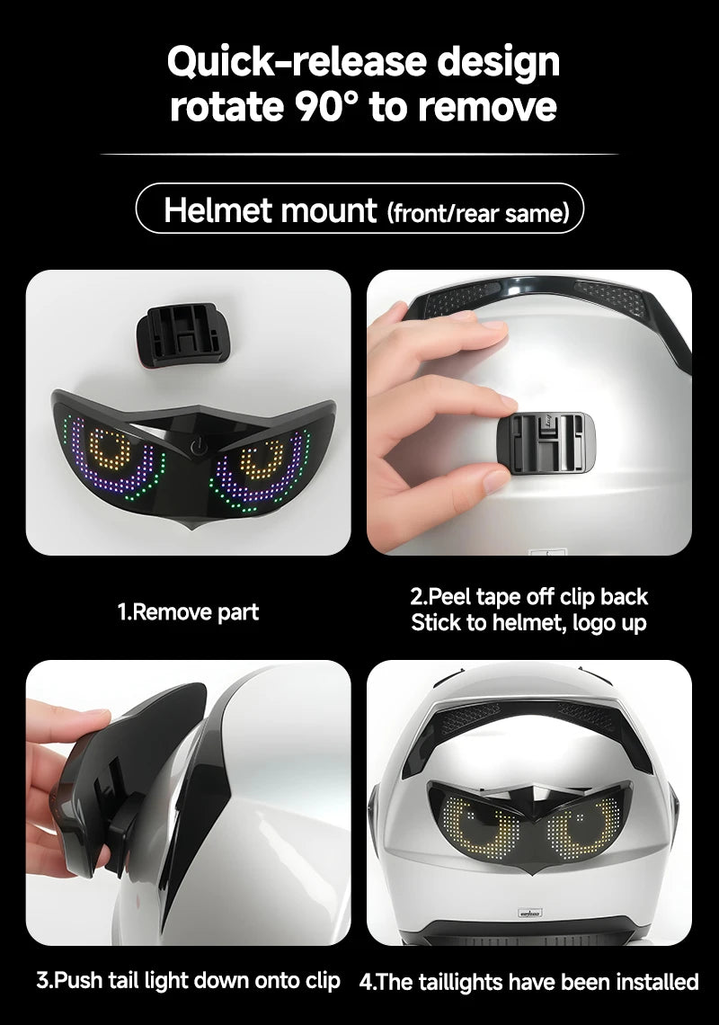 Motorcycle Helmet LED Display Bicycle Tail Light Bluetooth APP Controlled Smart Sensor Night Cycling Warning Safe Signal New