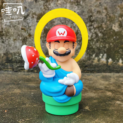 Super Mario cosplay Buddha plumber creative trendy doll desktop figurine large ornament