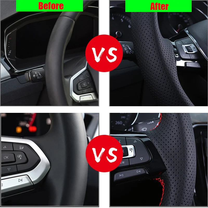 Full Black Leather Car Steering Wheel Cover for Porsche 911 991 Boxster Cayman 981 Cayenne Panamera 2009-2016
