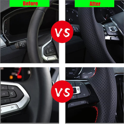 Full Black Leather Car Steering Wheel Cover for Porsche 911 991 Boxster Cayman 981 Cayenne Panamera 2009-2016