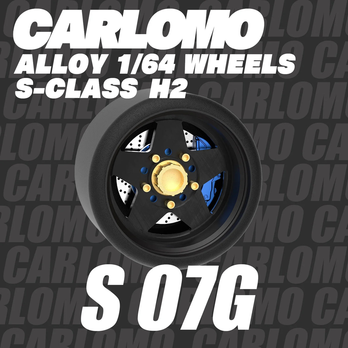 Carlomo S-Class Brand New 1/64 Alloy Wheels Rubber Tires with Brake Disc Assembly Rims for Model Diecast Car for model cars
