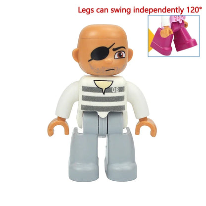 Figures Dolls Big Size Building Blocks Family Action Workers Doctor Police Farmer Compatible Large Bricks Duploes Kid Toys
