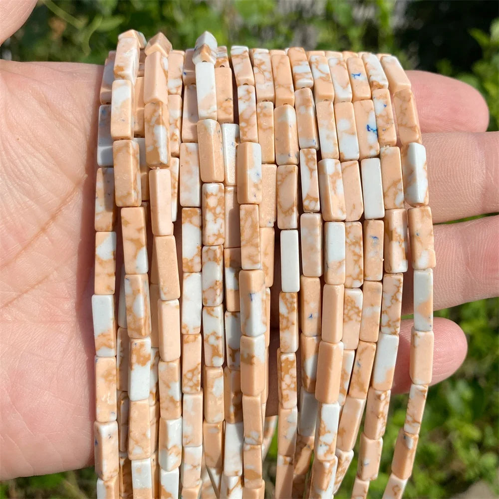 4x13mm Natural Stone Tube Rectangle Sea Sediment Lapis Lazuli Opal Amethysts Quartz Beads for Jewelry Making DIY Bracelet
