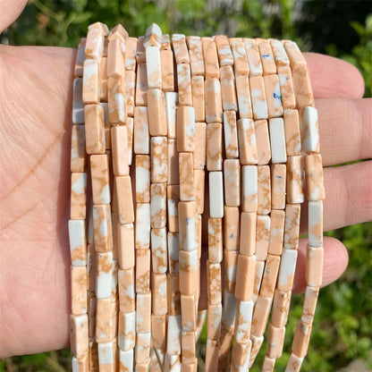 4x13mm Natural Stone Tube Rectangle Sea Sediment Lapis Lazuli Opal Amethysts Quartz Beads for Jewelry Making DIY Bracelet