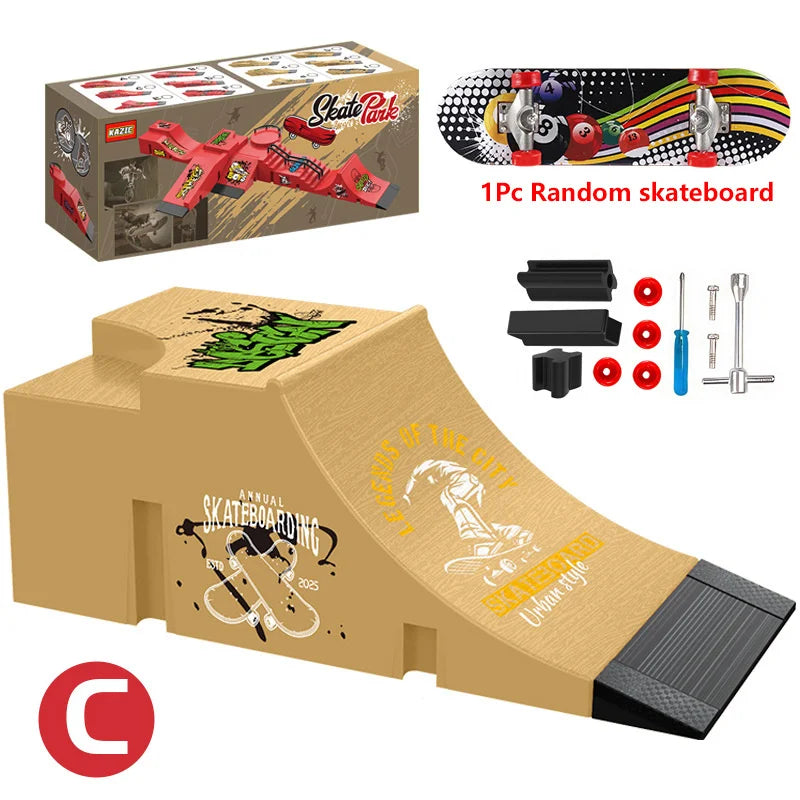 Finger Skateboard Children Toys Finger Sports Field Training Props Park Ramp Railings Slope Model Finger Skateboard Games