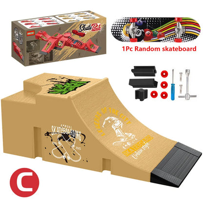 Finger Skateboard Children Toys Finger Sports Field Training Props Park Ramp Railings Slope Model Finger Skateboard Games
