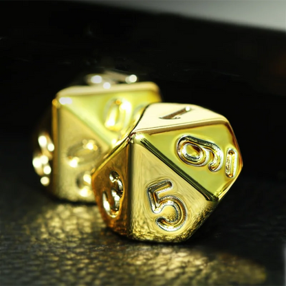 7Pcs/Set Gold Plating Dice D&D COC Dice D4 D6 D8 D10 D% D12 D20 Table Games DND RPG Dice Set