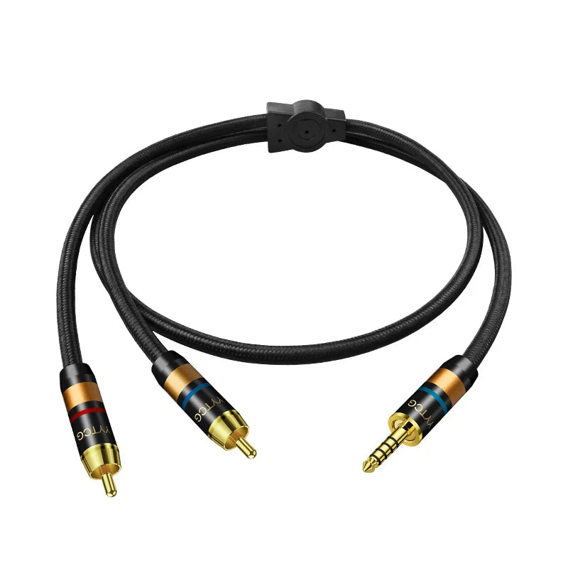 Hi-end OFC 4.4mm to 2RCA Aux Audio Cable Anti-noise and Anti-interference 4.4mm Jack to 2RCA Male Cable for Headphone Speaker