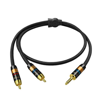 Hi-end OFC 4.4mm to 2RCA Aux Audio Cable Anti-noise and Anti-interference 4.4mm Jack to 2RCA Male Cable for Headphone Speaker