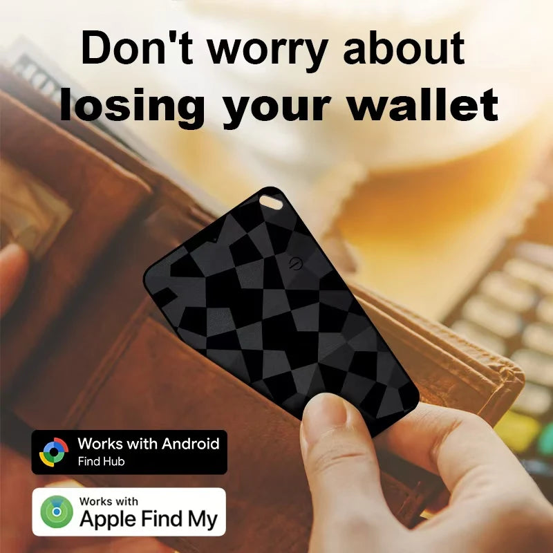Smart Wallet Tracker Rechargeable Dual System Item Finder Compatible with Apple Find My & Android "Find Hub Device" APP