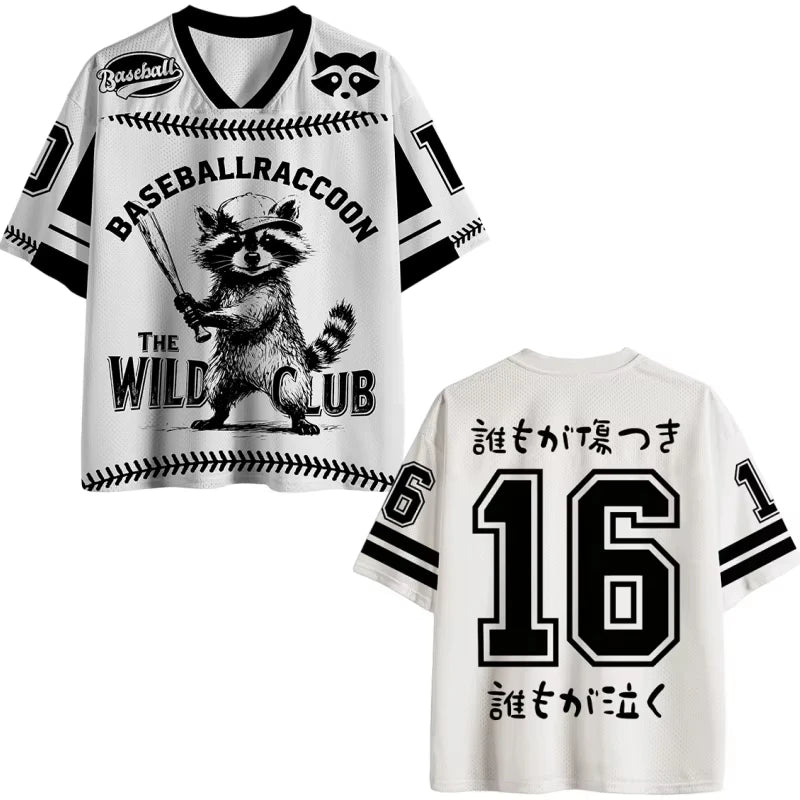 Japanese Style New Harajuku Style Animal Digital V-neck Jersey Y2k Adult Breathable Quick Drying Sports T-shirt Unisex Tops Tee