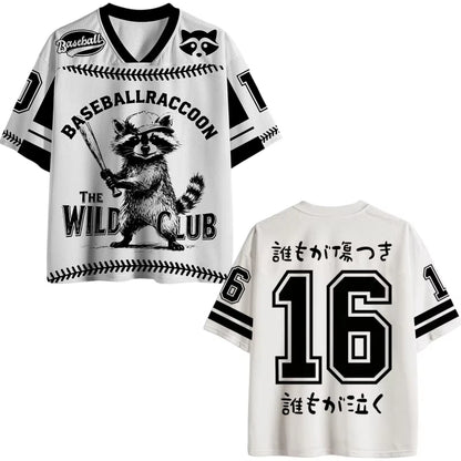 Japanese Style New Harajuku Style Animal Digital V-neck Jersey Y2k Adult Breathable Quick Drying Sports T-shirt Unisex Tops Tee