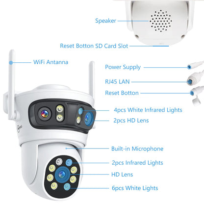 Movols 6MP Three Lens PTZ H.265 Wireless CCTV System Two Way Audio Waterproof IP Security Camera 10CH NVR Surveillance System