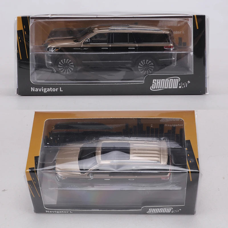 SHADOW PRO 1:64 Lincoln Navigator L Black/Silver Alloy Model Car