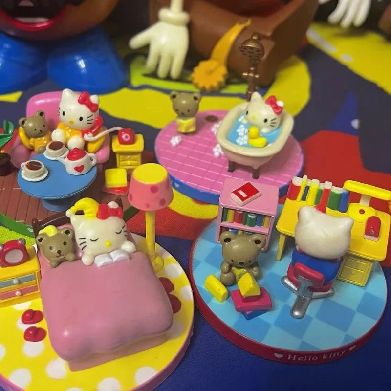 New Stock Kt Cat Worker Figurines Miniature Scenes Blind Boxes Toys Desktop Ornaments Surprise Gifts For Girls' Birthdays