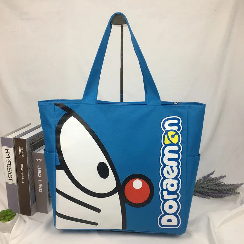 Kawaii Doraemon Tote Bag Large Capacity Travel Storage Bags Anime Cartoon Handbag Student Daily Shoulder Bag for Shopping School