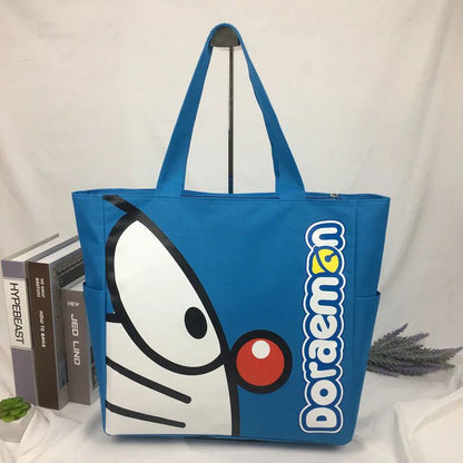 Kawaii Doraemon Tote Bag Large Capacity Travel Storage Bags Anime Cartoon Handbag Student Daily Shoulder Bag for Shopping School