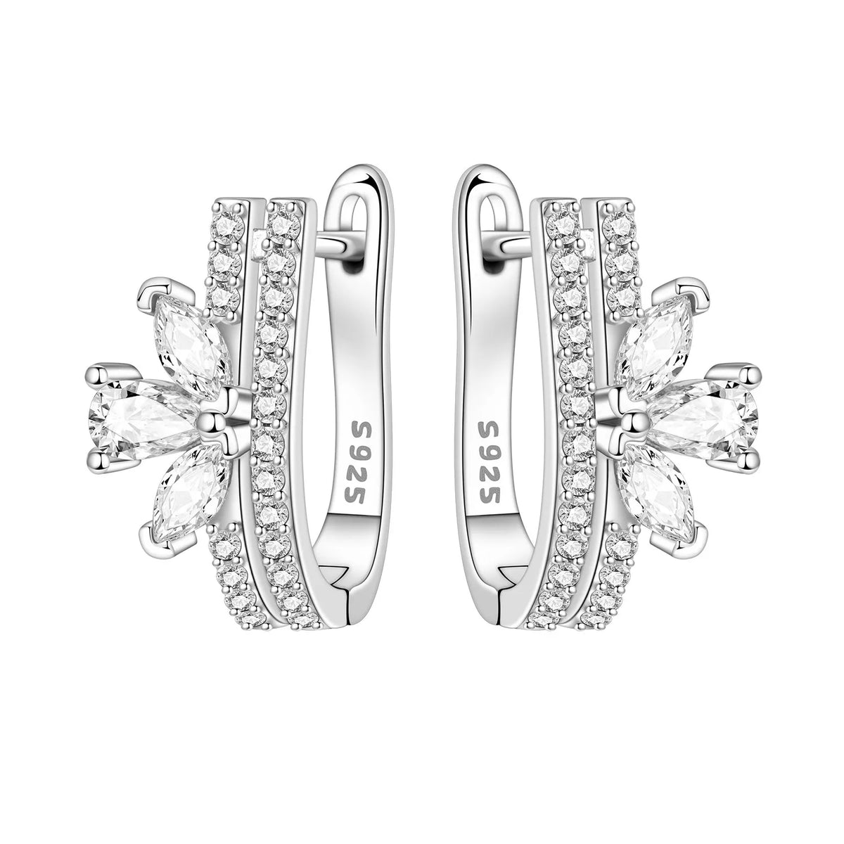 PANPOKI Original 925 Sterling Silver Beautiful Tulip Flower Earrings Women Hoop Earring Anniversary Jewelry Trendy Gifts
