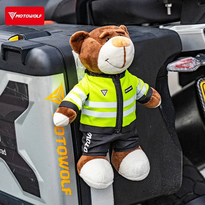 2025 New Motorcycle Decoration Bear Doll Pendant Cute Cartoon Motorcycle Bear Doll Car Trunk Accessories Motorcycle Bear