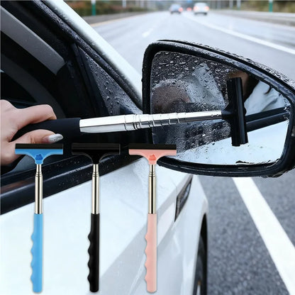 Car Rearview Mirror Wiper, Telescopic Squeegee for Auto Glass, Portable Water Cleaner Rod, Mini Automotive Cleaning Tool