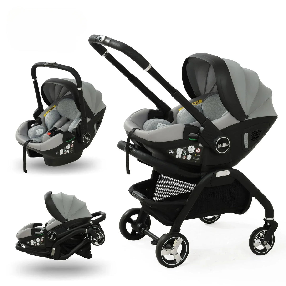3-in-1 Baby Stroller, Baby Safety Seat, Newborn Sleeping Basket, Portable with 5 Color Choices Suitable for Ages 0-3