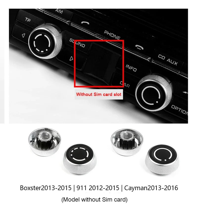 Car Audio Volume Radio Knob Cover CD Multi-Media Control Switch Button for Porsche Cayenne Panamera Macan 911 718 Boxster Cayman