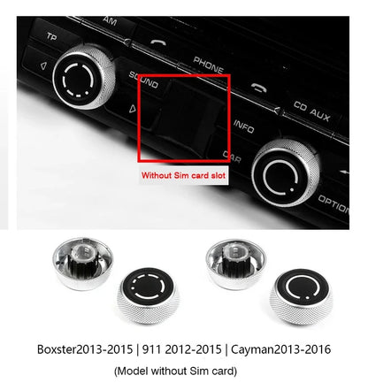 Car Audio Volume Radio Knob Cover CD Multi-Media Control Switch Button for Porsche Cayenne Panamera Macan 911 718 Boxster Cayman