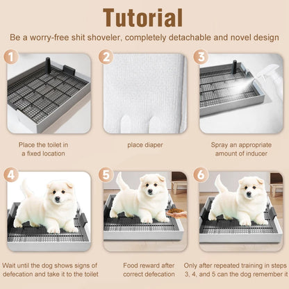 Flat Dog Potty Tray for Small & Medium-Sized Dogs - Pee Pad Fixation Flushable Anti-Stepping MessMess Easy Clean