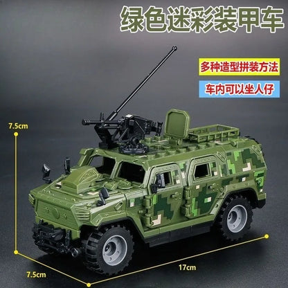 World War II TBS Commandos Military Hammer Armored Vehicle Building Block Kit Military Soldiers Transport Chariot Model Toy Gift