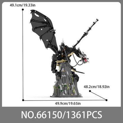 1361pcs Witch King Fell Beast Building Blocks Set Toy,Medieval MOC Nazgul Dragon Model Kit for Adults & Kids, Fans Boy Girl Gift