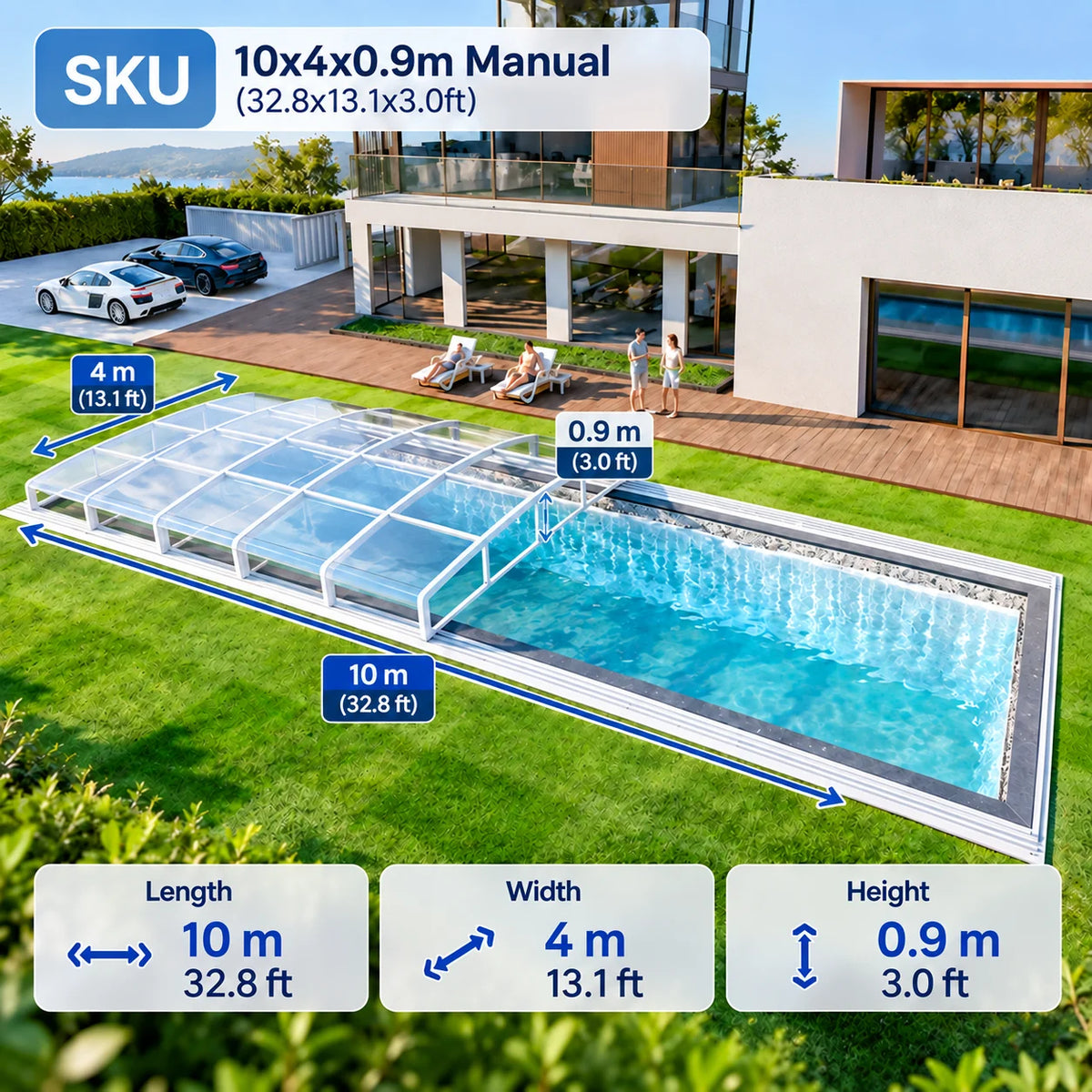 Any Size Custom Aluminum Telescopic Swimming Pool Cover Transparent Retractable Weatherproof Outdoor Backyard Garden Patio Shelt