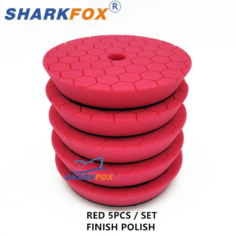 Sharkfox Polishing Pads 5/6 Inch Germany Foam Buff Sponge Pads Auto Car Buffing Pad Set for DA/RO Polisher Buffer Tools