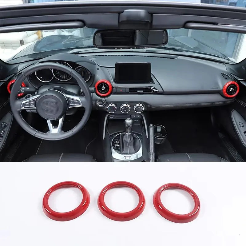 Real Carbon Fiber For Mazda MX-5 MX5 2016-2023 Car Dashboard Panel Air Outlet Decoration Ring Car Interior Accessories