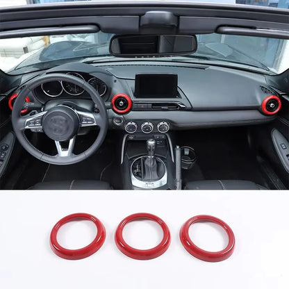 Real Carbon Fiber For Mazda MX-5 MX5 2016-2023 Car Dashboard Panel Air Outlet Decoration Ring Car Interior Accessories