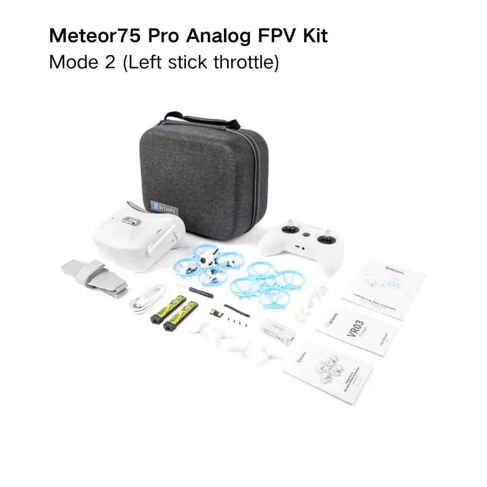 BETAFPV Meteor75 Pro RTF Kit 1S Brushless Whoop Drone VR03 Goggles LiteRadio 2 SE ELRS RC Quadcopter
